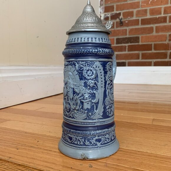 Vintage German Beer Stein Handgemalt with Pewter Lid - Picture 13 of 15